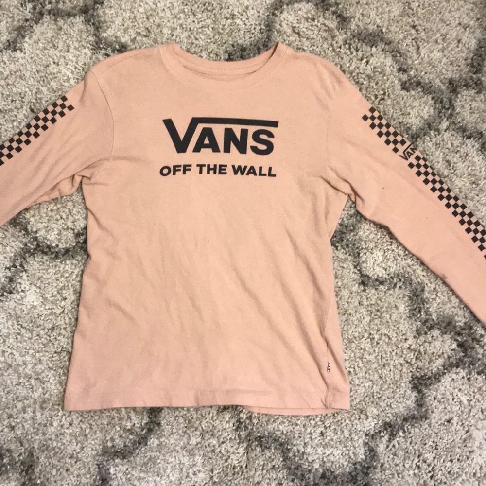 Vans peachy pink long sleeve checkered shirt